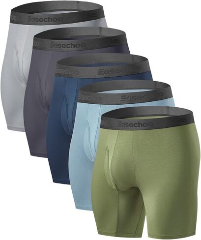 5 Pack Men's Underwear,Rayon Made from Bamboo Cool Boxer Briefs,Ultra Soft,Breathable,No Riding Up Long Leg in Kuwait
