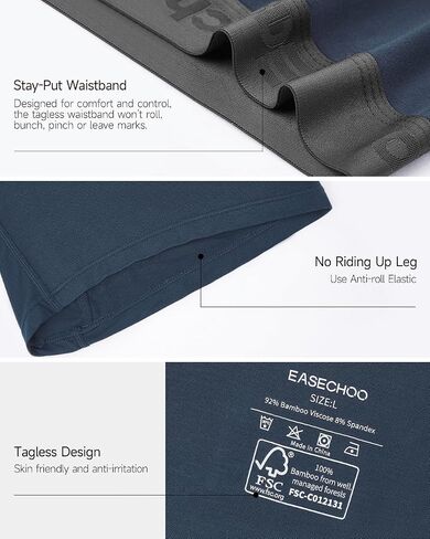 5 Pack Men's Underwear,Rayon Made from Bamboo Cool Boxer Briefs,Ultra Soft,Breathable,No Riding Up Long Leg in Kuwait