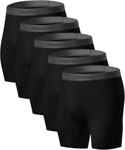 5 Pack Men's Underwear,Rayon Made from Bamboo Cool Boxer Briefs,Ultra Soft,Breathable,No Riding Up Long Leg in Kuwait