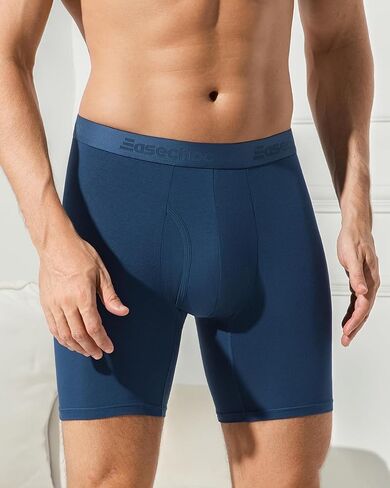 5 Pack Men's Underwear,Rayon Made from Bamboo Cool Boxer Briefs,Ultra Soft,Breathable,No Riding Up Long Leg in Kuwait