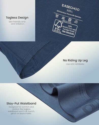 5 Pack Men's Underwear,Rayon Made from Bamboo Cool Boxer Briefs,Ultra Soft,Breathable,No Riding Up Long Leg in Kuwait