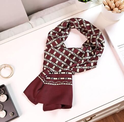 Men's 100 Silk Long Scarf Double Layer Neckerchief in Saudi Arabia