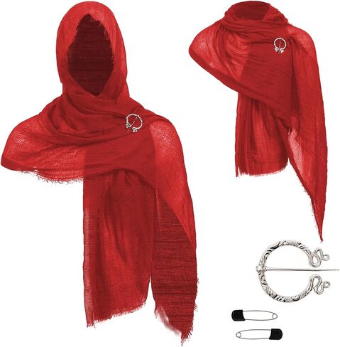 Post Apocalyptic Hooded Shawl Scarf Medieval Renaissance Cowl Cloak Cape Viking Wizard Costume Accessories for Men Women in Saudi Arabia