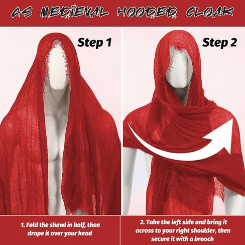 Post Apocalyptic Hooded Shawl Scarf Medieval Renaissance Cowl Cloak Cape Viking Wizard Costume Accessories for Men Women in Saudi Arabia