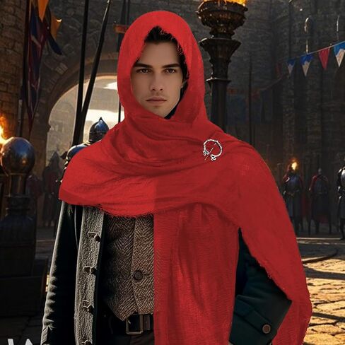Post Apocalyptic Hooded Shawl Scarf Medieval Renaissance Cowl Cloak Cape Viking Wizard Costume Accessories for Men Women in Saudi Arabia