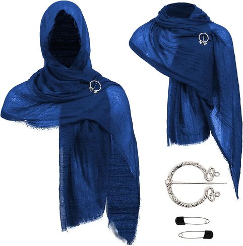 Post Apocalyptic Hooded Shawl Scarf Medieval Renaissance Cowl Cloak Cape Viking Wizard Costume Accessories for Men Women in Saudi Arabia