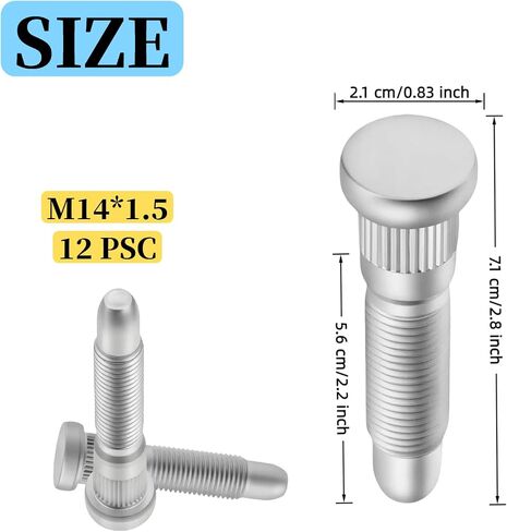 12pcs 11588810 M14 × 1.50 ترصيع عجلات مسننة طويلة متوافقة مع شيفروليه سيلفرادو 3500 HD 2007-2010 Tahoe Express GMC Sierra Yukon Cadillac Hummer باستبدال 10-428 ، 15112380 ، 15718996 in Kuwait