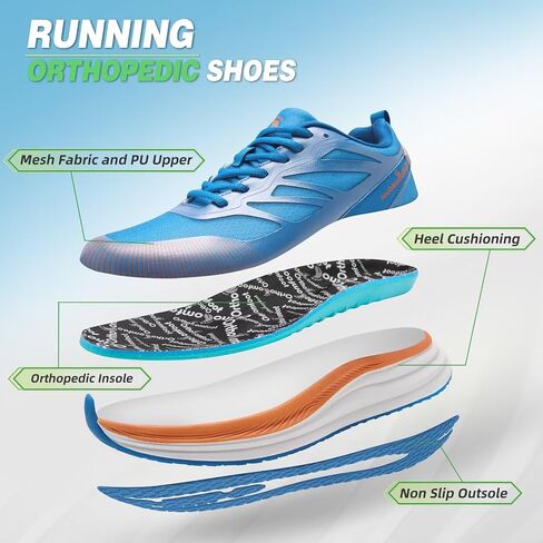 Men's Orthopedic Road Running Shoes: Comfortable Casual Arch Supports Plantar Fasciitis Orthotic Sports Athletic Sneakers, Flat Feet High Arch Tennis Work Walking Shoes for Foot Heel and Pain Relief in Saudi Arabia