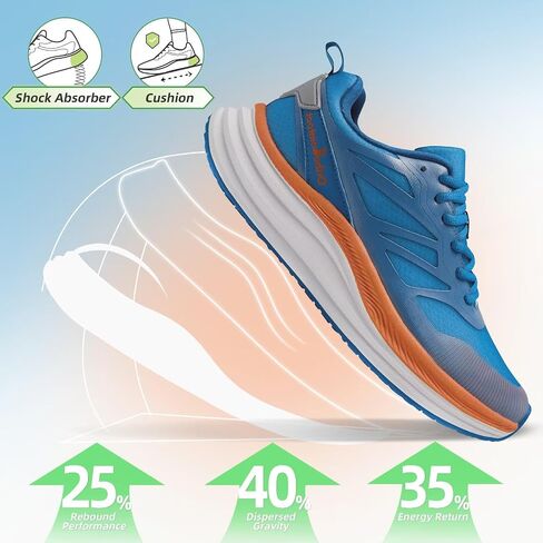 Men's Orthopedic Road Running Shoes: Comfortable Casual Arch Supports Plantar Fasciitis Orthotic Sports Athletic Sneakers, Flat Feet High Arch Tennis Work Walking Shoes for Foot Heel and Pain Relief in Saudi Arabia