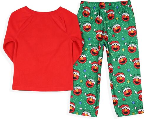 Sesame Street Kid's Elmo Christmas Wreath 2 قطعة طويلة الأكمام راجلان Pajama in Saudi Arabia
