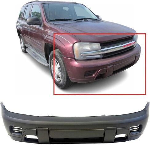 FITPARTS متوافق مع غلاف المصد الأمامي 2002 2003 2004 2005 2006 2007 2008 2009 CHEVY CHEVROLET TRAILBLAZER LS EXT Sport 02 03 04 06 07 08 09. NEW ، preded. ثقوب الضوء مع الضباب in Saudi Arabia