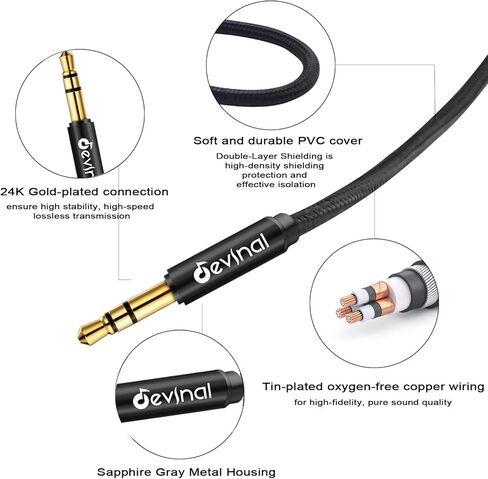 Devinal 3.5mm Female to RCA Stereo Cable, Dual RCA to Female 3.5mm AUX Auxiliary adapter Connector Plug Wire Cord Bi-Directional 12 inch 30cm (2 pack) in Kuwait