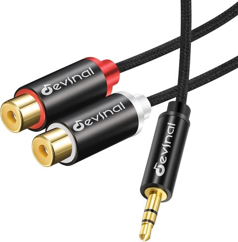 Devinal 3.5mm Female to RCA Stereo Cable, Dual RCA to Female 3.5mm AUX Auxiliary adapter Connector Plug Wire Cord Bi-Directional 12 inch 30cm (2 pack) in Kuwait