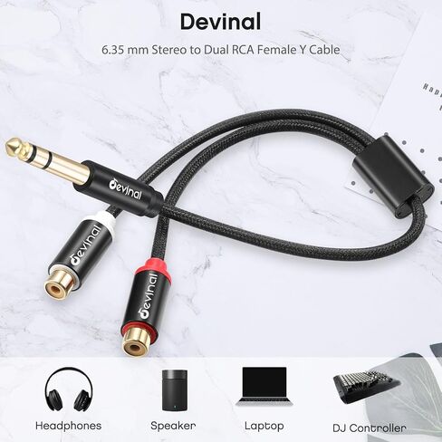 Devinal 3.5mm Female to RCA Stereo Cable, Dual RCA to Female 3.5mm AUX Auxiliary adapter Connector Plug Wire Cord Bi-Directional 12 inch 30cm (2 pack) in Saudi Arabia