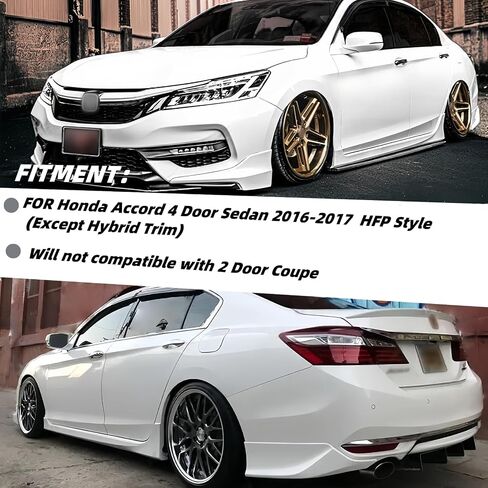 Front & Rear Bumper Splitter Lip 4PCS for Honda Accord 4 Door Sedan 2016-2017 HFP Style Front & Rear Side Corner Spats Apron (Black+White) in Saudi Arabia