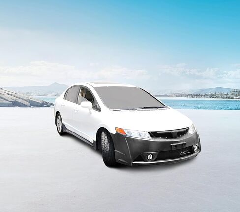 Side Skirts Compatible with 2006-2011 Honda Civic 4 Door Sedan, PP Black Side Bottom Line Extension by IKON MOTORSPORTS, 2007 2008 2009 2010 in Saudi Arabia