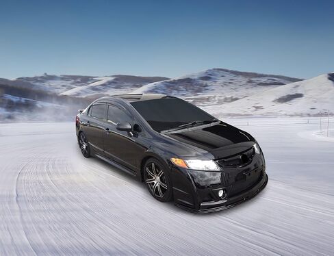 Side Skirts Compatible with 2006-2011 Honda Civic 4 Door Sedan, PP Black Side Bottom Line Extension by IKON MOTORSPORTS, 2007 2008 2009 2010 in Saudi Arabia