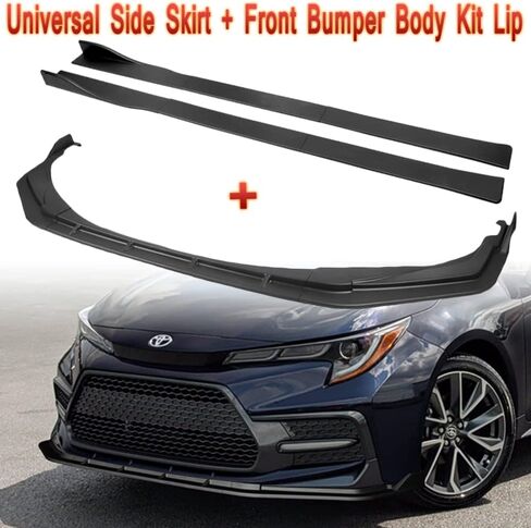 Q1-TECH, 9-Piece Front Bumper Lip & Side Skirt Extensions Diffuser Compatible with 2020-2025 Toyota Corolla XSE/SE Model Only, Front Bumper Lip Spoiler Air Chin Body Splitter ABS (Painted Black) in Saudi Arabia