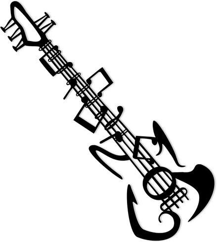 Beautiful Guitar Wall Art Sculpture - Metal Musical Note Wall Decor for Home, Office or Outdoors - Perfect Decoration and Embellishment Gift-note in Saudi Arabia