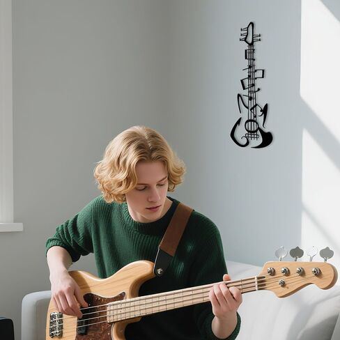 Beautiful Guitar Wall Art Sculpture - Metal Musical Note Wall Decor for Home, Office or Outdoors - Perfect Decoration and Embellishment Gift-note in Saudi Arabia