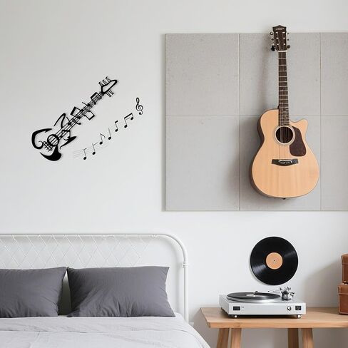 Beautiful Guitar Wall Art Sculpture - Metal Musical Note Wall Decor for Home, Office or Outdoors - Perfect Decoration and Embellishment Gift-note in Saudi Arabia