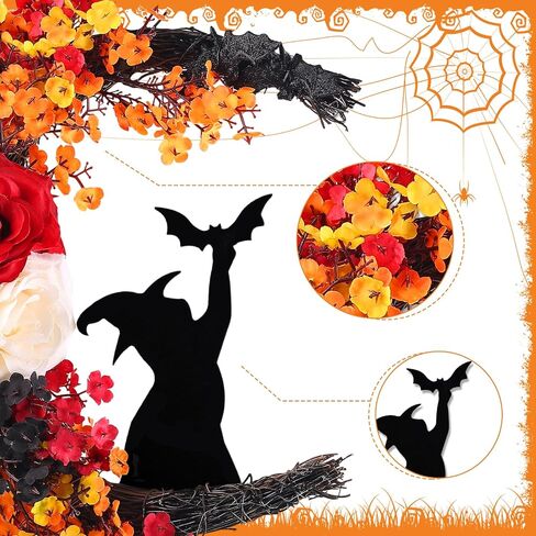 2025 Halloween Wreaths for Front Door Black Cat Halloween Door Wreath White Rose Moon Cat Grapevine Wreath Horror Deocrations Black Wreaths for Home Indoor Outdoor Window Wall Party Decor (Fall) in Saudi Arabia