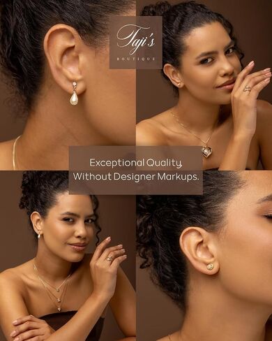 18K Gold Plated Pearl Earrings Set – Hypoallergenic, Jewelry Gift for Women, Tarnish Resistant, Teardrop Dangle with Cubic Zirconia and Knot Stud Earrings in Saudi Arabia