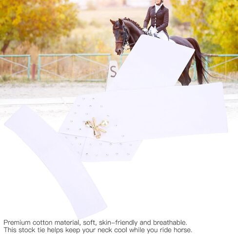 Horse Riding Stock Tie, Equipment Necktie Collar, Horse Riding Stock Tie Equestrian Pre Tied Cotton Necktie for Adult (White) in Saudi Arabia