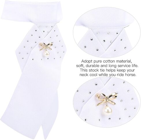 Horse Riding Stock Tie, Equipment Necktie Collar, Horse Riding Stock Tie Equestrian Pre Tied Cotton Necktie for Adult (White) in Saudi Arabia