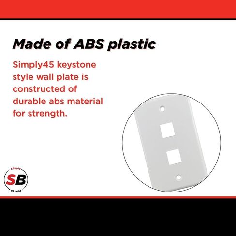 لوحة حائط كيستون بزاوية 2 منفذ، عصابة واحدة، UL ABS أبيض - 25 قطعة - S45-3202AW-25 in Saudi Arabia