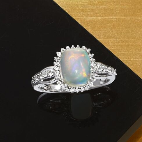 Ross-Simons Ethiopian Opal and .35 ct. t.w. White Topaz Ring in Sterling Silver in Saudi Arabia