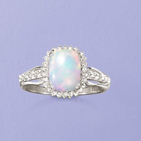 Ross-Simons Ethiopian Opal and .35 ct. t.w. White Topaz Ring in Sterling Silver in Saudi Arabia