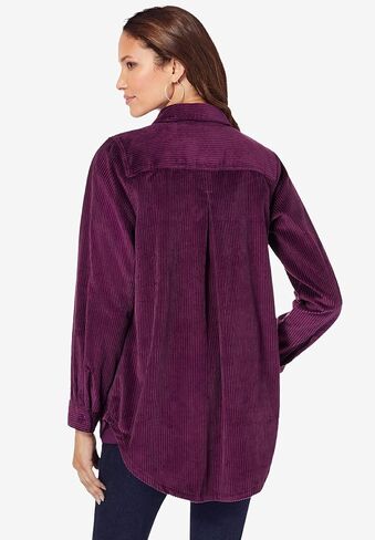 Roaman's Women's Plus Size Corduroy Button-Front Shirt in Saudi Arabia