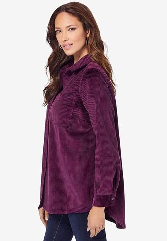 Roaman's Women's Plus Size Corduroy Button-Front Shirt in Saudi Arabia