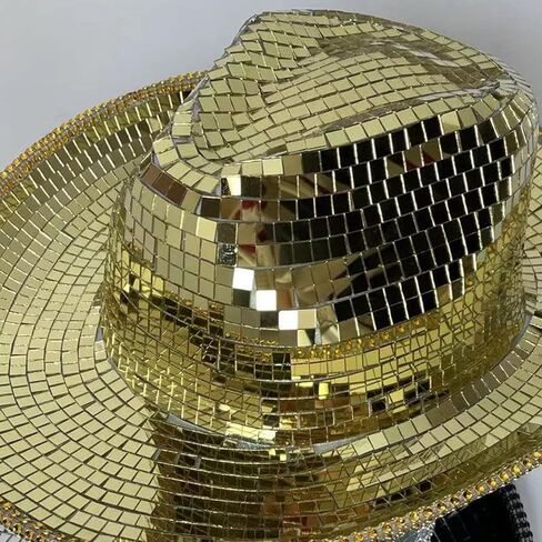 Vacation Cowboy Hat Mirrored Reflective Disco Ball Surprise Girl Boys Cowgirl Hat For Carnivals Music Festival Disco Party Hats in Saudi Arabia