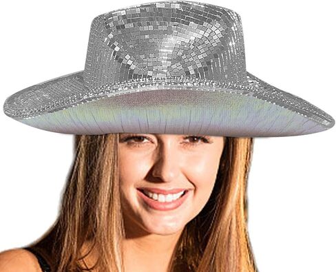 Vacation Cowboy Hat Mirrored Reflective Disco Ball Surprise Girl Boys Cowgirl Hat For Carnivals Music Festival Disco Party Hats in Saudi Arabia