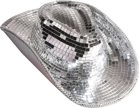 Vacation Cowboy Hat Mirrored Reflective Disco Ball Surprise Girl Boys Cowgirl Hat For Carnivals Music Festival Disco Party Hats in Saudi Arabia