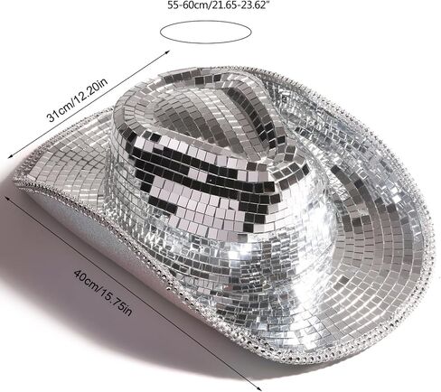 Vacation Cowboy Hat Mirrored Reflective Disco Ball Surprise Girl Boys Cowgirl Hat For Carnivals Music Festival Disco Party Hats in Saudi Arabia