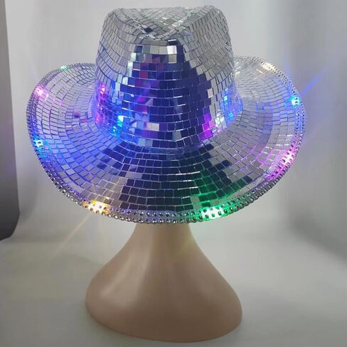 Vacation Cowboy Hat Mirrored Reflective Disco Ball Surprise Girl Boys Cowgirl Hat For Carnivals Music Festival Disco Party Hats in Saudi Arabia