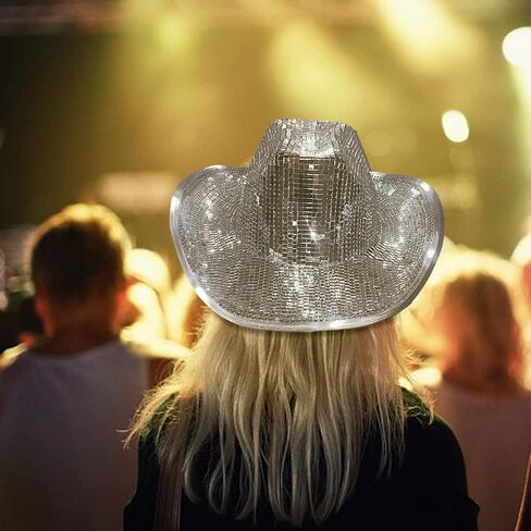 Vacation Cowboy Hat Mirrored Reflective Disco Ball Surprise Girl Boys Cowgirl Hat For Carnivals Music Festival Disco Party Hats in Saudi Arabia