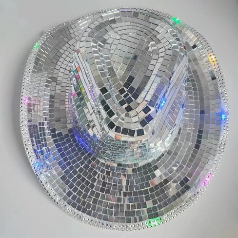 Vacation Cowboy Hat Mirrored Reflective Disco Ball Surprise Girl Boys Cowgirl Hat For Carnivals Music Festival Disco Party Hats in Saudi Arabia