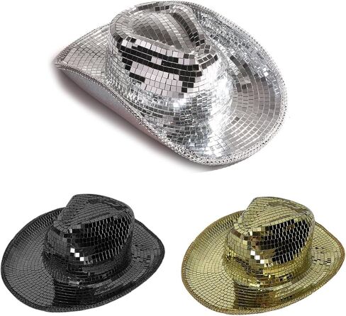 Vacation Cowboy Hat Mirrored Reflective Disco Ball Surprise Girl Boys Cowgirl Hat For Carnivals Music Festival Disco Party Hats in Saudi Arabia