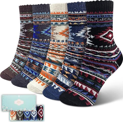 ICEIVY Socks For Women Wool Winter Warm Thick Thermal Casual Comfy Crew Vintage Fuzzy Socks Gifts for Women in Saudi Arabia