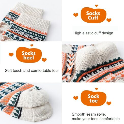 ICEIVY Socks For Women Wool Winter Warm Thick Thermal Casual Comfy Crew Vintage Fuzzy Socks Gifts for Women in Saudi Arabia
