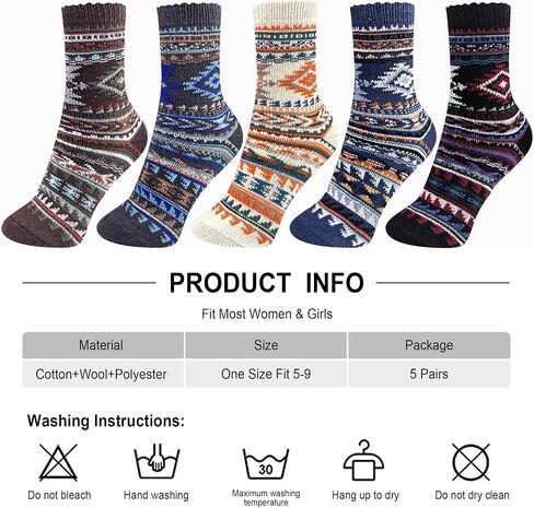 ICEIVY Socks For Women Wool Winter Warm Thick Thermal Casual Comfy Crew Vintage Fuzzy Socks Gifts for Women in Saudi Arabia