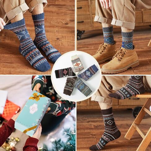 ICEIVY Socks For Women Wool Winter Warm Thick Thermal Casual Comfy Crew Vintage Fuzzy Socks Gifts for Women in Saudi Arabia