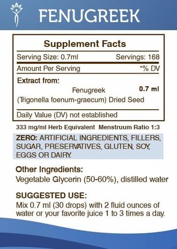 Secrets of the Tribe Fenugreek Tincture Alcohol-Free Liquid Extract, Fenugreek (Trigonella foenum-graecum) Dried Fruit (2 FL OZ) in Saudi Arabia