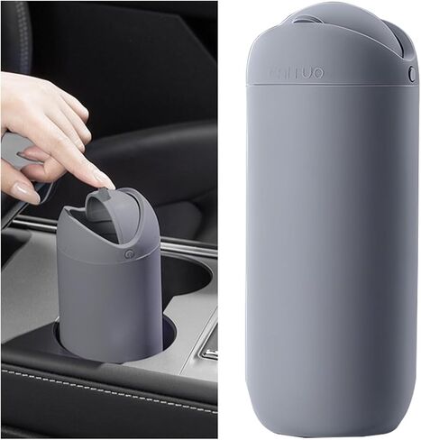 Car Trash Can with Lid, Silicone Leakproof Mini Round Vehicle Garbage Bin for Cup Holder, Portable Automotive Interior Waste Storage & Organizers Accessories, Universal Fit (Purple) in Saudi Arabia