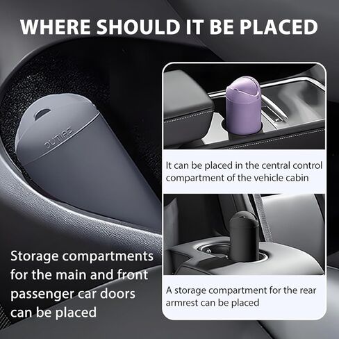 Car Trash Can with Lid, Silicone Leakproof Mini Round Vehicle Garbage Bin for Cup Holder, Portable Automotive Interior Waste Storage & Organizers Accessories, Universal Fit (Purple) in Saudi Arabia