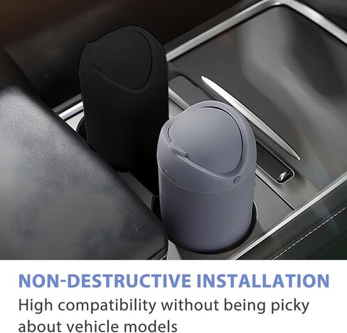 Car Trash Can with Lid, Silicone Leakproof Mini Round Vehicle Garbage Bin for Cup Holder, Portable Automotive Interior Waste Storage & Organizers Accessories, Universal Fit (Purple) in Saudi Arabia